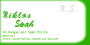 miklos spah business card